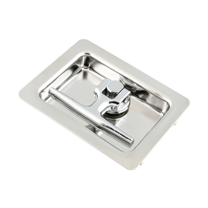 CLockwise Latching Flush (Cup) Latch W/Mounting Studs 3.50" x 4.50" (.88"-1.38" Grip Range) Polished Stainless Steel Die-Cast Zinc Handle by Spaenaur Inc.