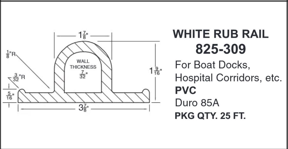 Dock And Door Bumper Durometer 85A In 25 Ft Coil Polyvinyl Chloride, White by Spaenaur Inc.