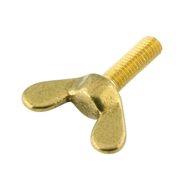 Wing Screw, M6 x 1.00mm Pitch x 10mm, 32mm Wing Wdth Brass Plain by Spaenaur Inc.