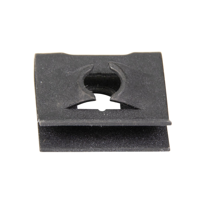 Écrou à ressort de type « U » pour #8-32 UNC MS, plage de panneaux .072-.081" Acier à ressort traité thermiquement Phosphate et huile Tinnerman # C07852-832-4 par Spaenaur Inc.
