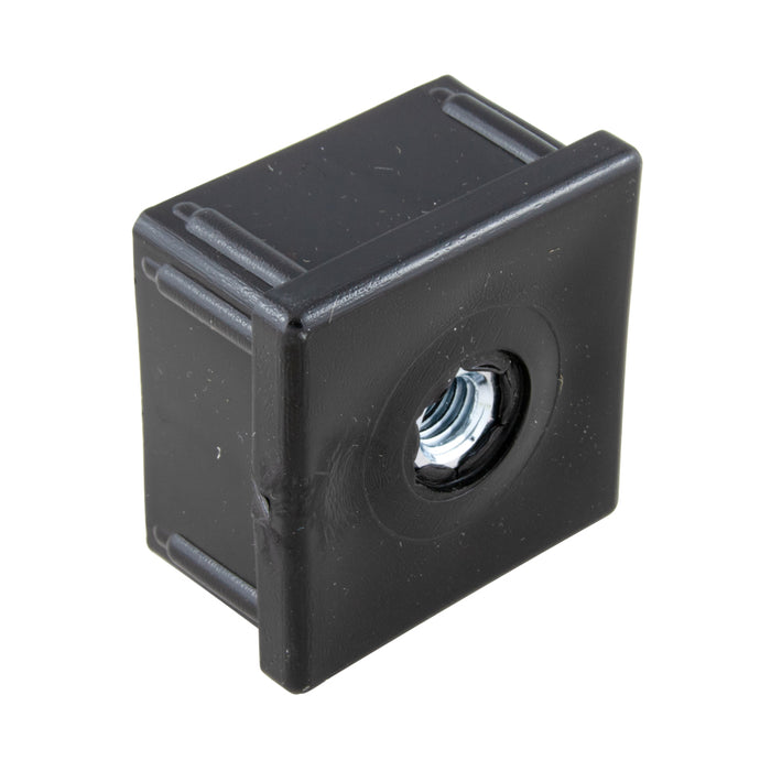 Square Plug Glide,Metal Insert,for 2" Sq 16-18 Gauge Tube (3/8"-16) Polyethylene Black by Spaenaur Inc.