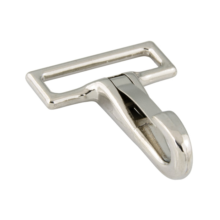 Spring Snap, Fixed Loop Eye 1" Eye, 3 1/8" Oal, .283" Snap Opening Cast Mall. Iron, Nickel Plated by Spaenaur Inc.