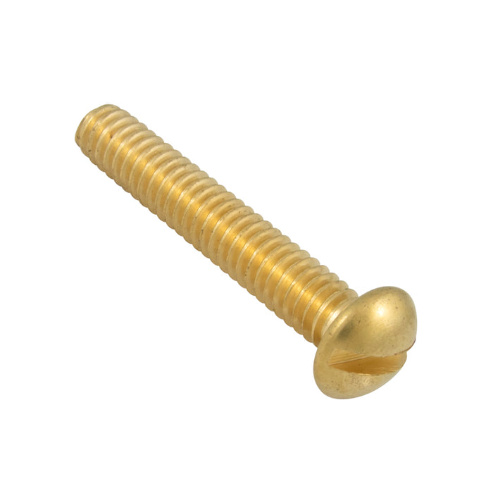 Machine Screw, Round Head, Slotted Drive, #10-32 UNF x 2" Length, Brass Plain by Spaenaur Inc.