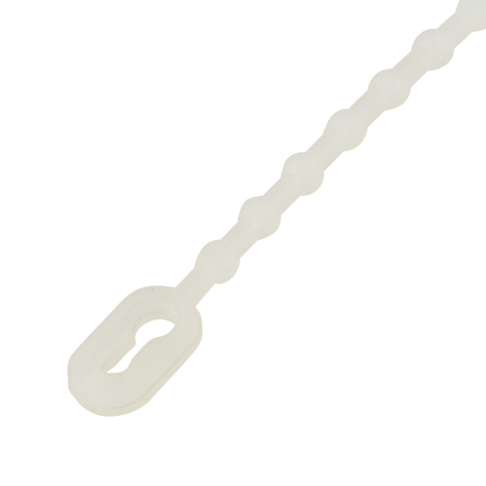 Beaded Cable Tie 10" LONG 6/6 Nylon White by Spaenaur Inc.