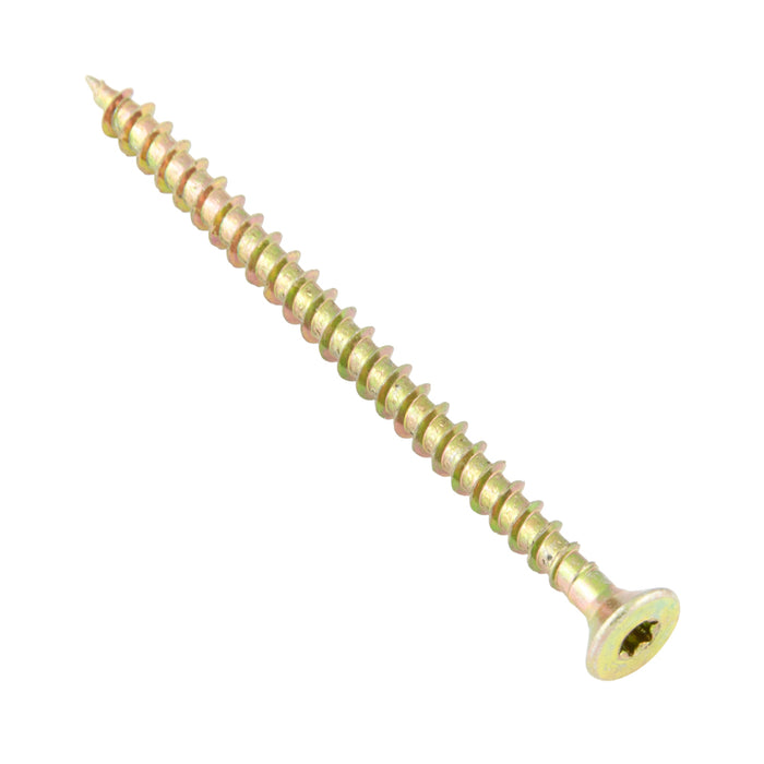 Particle Board Screw, Flat Head, R2 Torx 90° ctsk., 4.5 mm x 40 mm Length(#9 x 1-1/2"), Steel Yellow Zinc Plated by Spaenaur Inc.