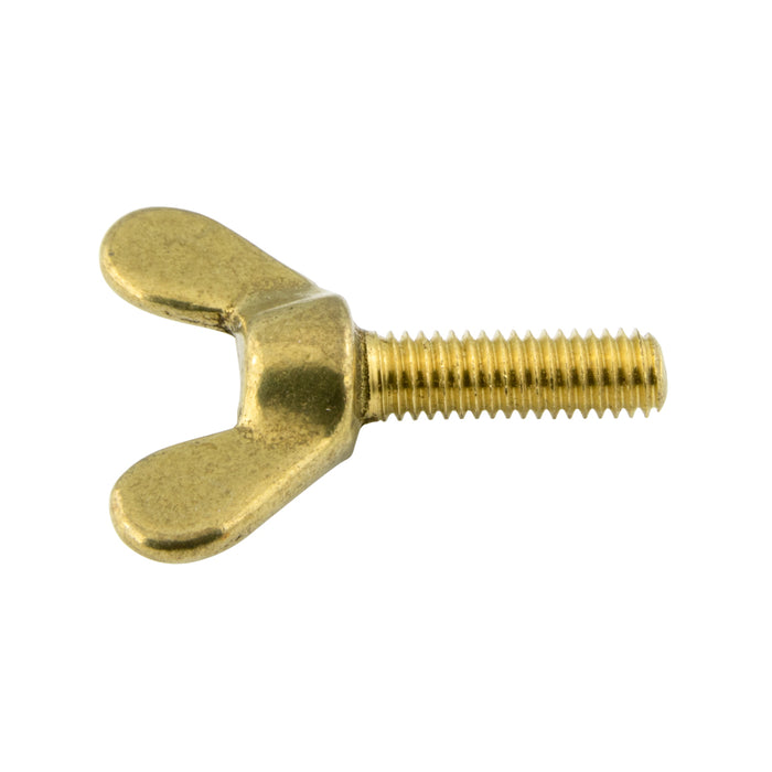 Wing Screw, M4 x 0.70mm Pitch x 16mm, 20mm Wing Wdth Brass Plain