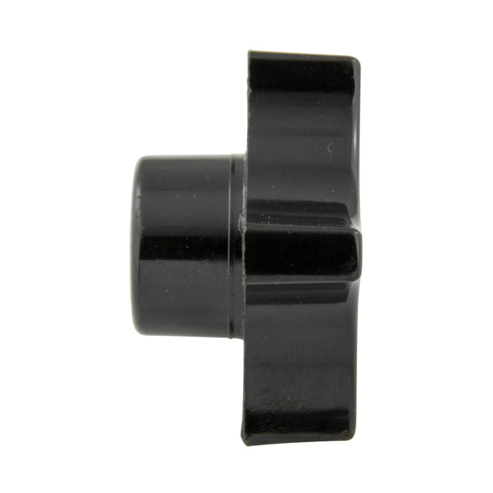 Bouton à 4 branches, style à trou traversant, avec insert en laiton 5/16 po-24 UNF, nylon noir, par Spaenaur Inc.