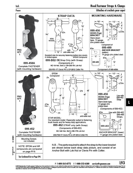 Fastener Strap with GRasp Only, Component Of 099-452 5 7/8" O/A LGTH EPDM Compound Black 60-Duro by Spaenaur Inc.