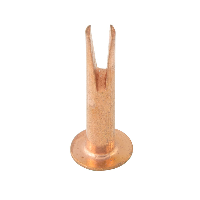 Rivet fendu en acier à tête ovale 9/64 po de diamètre x 5/16 po de longueur 5/16 po de diamètre de tête Acier à faible teneur en carbone, plaque de cuivre par Spaenaur Inc.