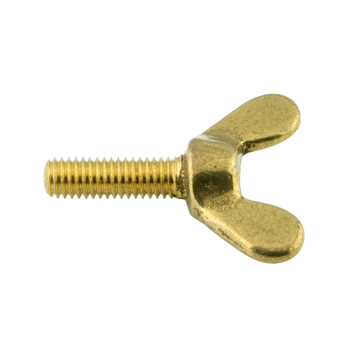Wing Screw, M4 x 0.70mm Pitch x 16mm, 20mm Wing Wdth Brass Plain
