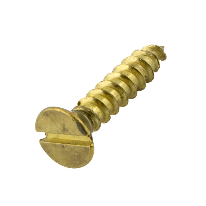 Wood Screw, Flat Head 90° ctsk., Slotted, #5 x 1-1/4" Length, Brass by Spaenaur Inc.