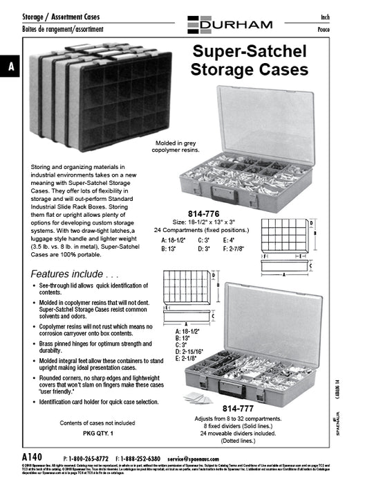 Super Satchel Storage Box, 32 Compartments, 18 1/2" x 13" x 3", Copolymer Resins, Colour Grey