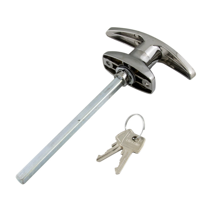 Locking T Handle, Keyed to Differ, 90 Degrees Cw to Open 1 3/4" Hole Centres Die-Cast, Bright Chrome Pl by Spaenaur Inc.