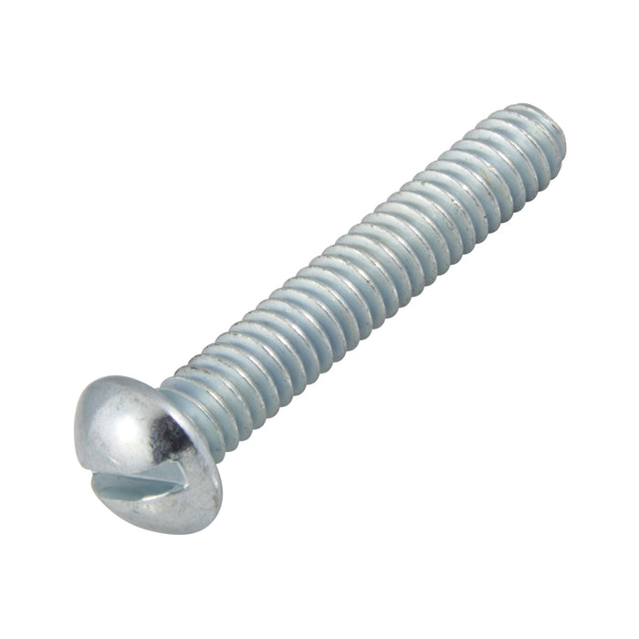 Machine Screw, Round Head, Slotted Drive, #10-24 UNC x 1/4" Length, Steel Zinc Plated
