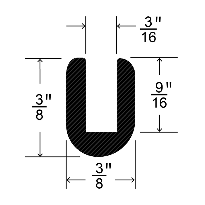 Gouttière en caoutchouc en forme de « U » 50 pieds / bobine EPDM noir, Duro 50 +/- 5 par Spaenaur Inc.