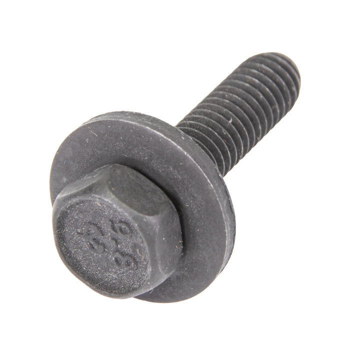 Sems Machine Screw Hex Head, With 17mm OD Flat Washer, 6mm X 1.00 Pitch X 25mm Lgth, Low Carbon Steel, Black Phosphate by Spaenaur Inc.
