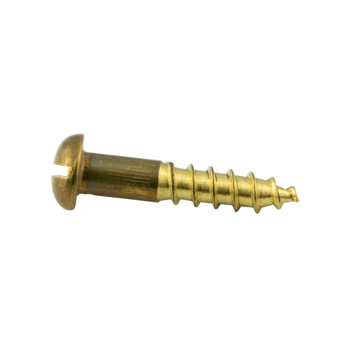 Wood Screw, Round Head, Slotted, #14 x 1-1/4" Length, Brass, ASME/ANSI B18.6.1 by Spaenaur Inc.