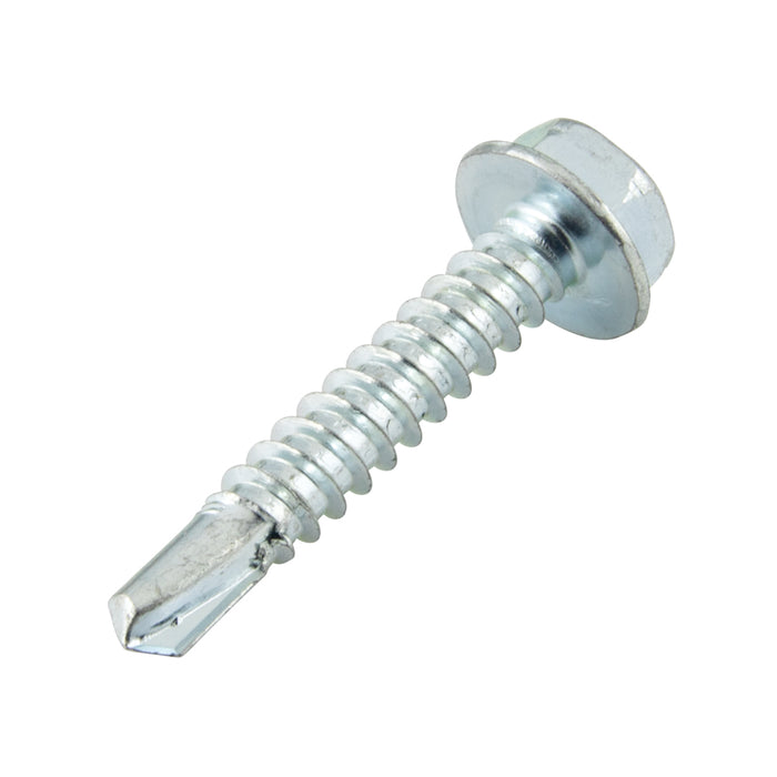 Teks Point 3 Self-Drilling Screw, Hex Washer Head, 1/4"-14 x 1-1/2" Length, Carbon Steel CLIMASEAL® Corrosion Resistant Coating
