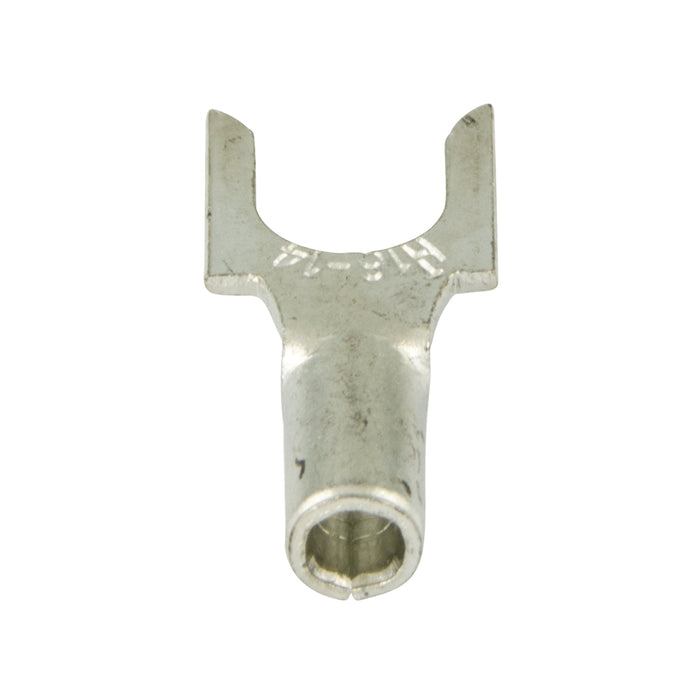 Copper Alloy Spade tongue Terminal, Wire Size 12-10 GA., Non-Insulated Hole DIA 13/64" Stud Size 10 Copper Alloy, Chromate Plated by Spaenaur Inc.
