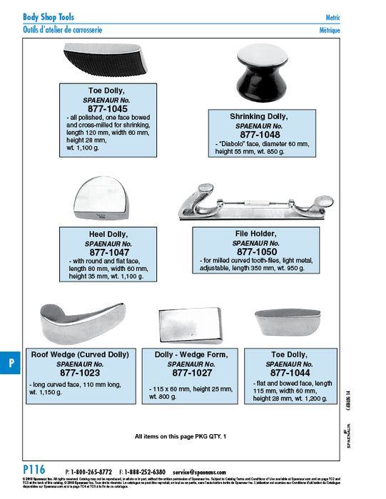 Dolly, Wedge form 115 x 60 x 25mm Steel Polished