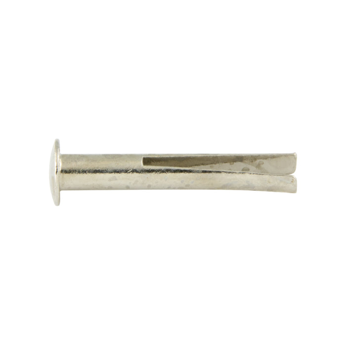 Rivet fendu à tête ovale 1/8 po de diamètre x 3/4 po de longueur, tête de 7/32 po de diamètre, en laiton nickelé, fabriqué par Spaenaur Inc.