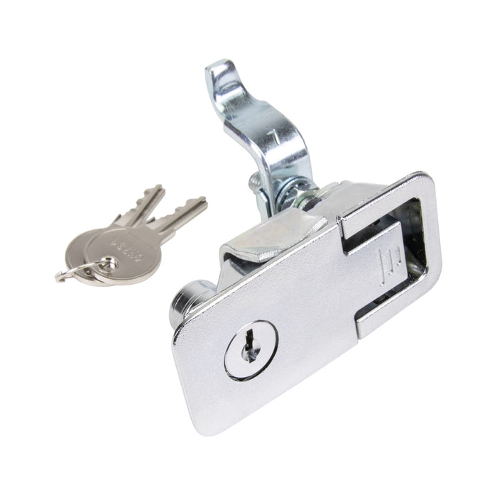 Lift & Turn Compression Latch Key-Locking Flush Style Medium Size 6mm-16mm Grip Range (Pawl forward) Die-Cast Zinc, Textured Chrome