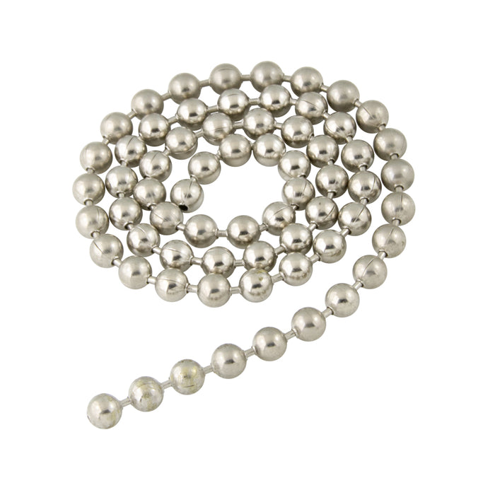 Standard Type Ball Chain #10 (.175") x 50-51 Bpf(Apporx.) x 500 Ft Steel, Nickel Plated by Spaenaur Inc.