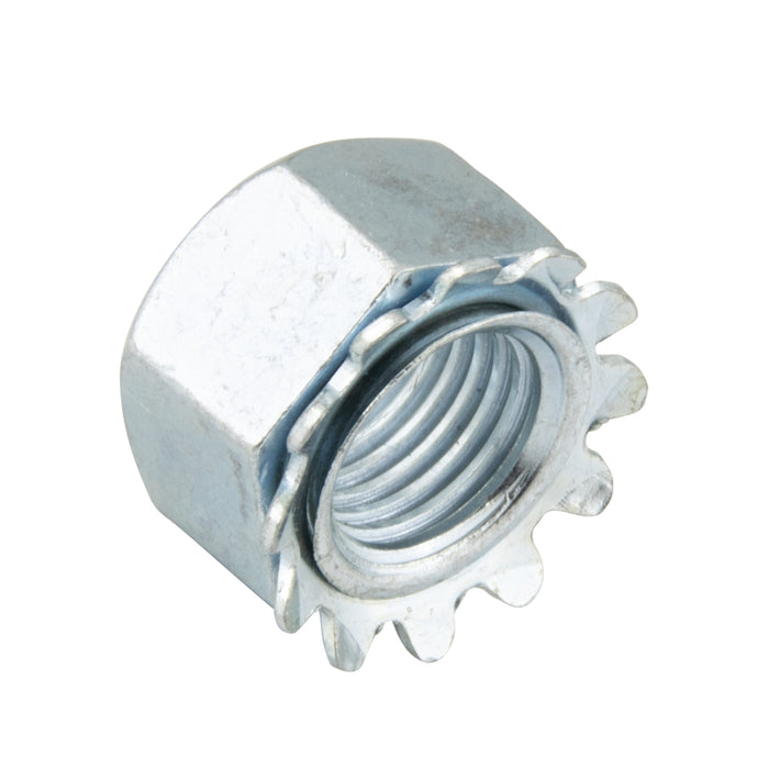 K-Lok Hex Nut W/External tooth Lockwasher 1/4"-20 UNC(7/16"AF x 15/64"O/A TH) Low Carbon Steel Trivalent Zinc Plated
