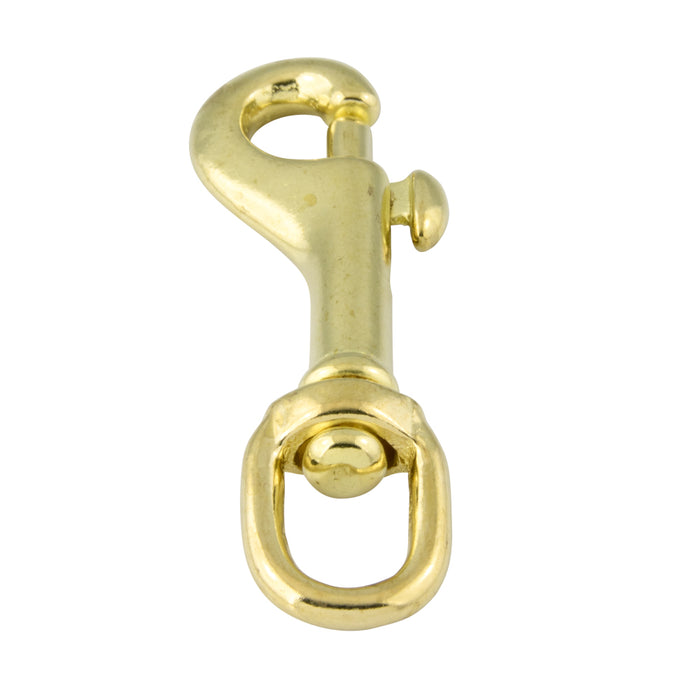 Bolt Snap, Swivel Round Eye 3/8" Eye, 3" Oal, 1/4" Snap Opening Cast Solid Brass Plain