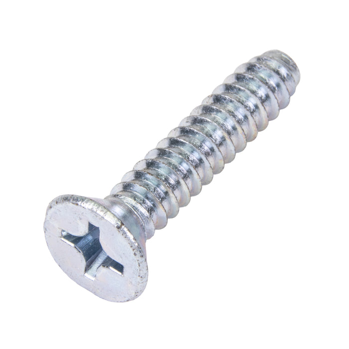 Tapping Screw, Flat Head Phillips Drive, Type B, #4 x 1/2" Length, Low Carbon Steel Trivalent Zinc Plated