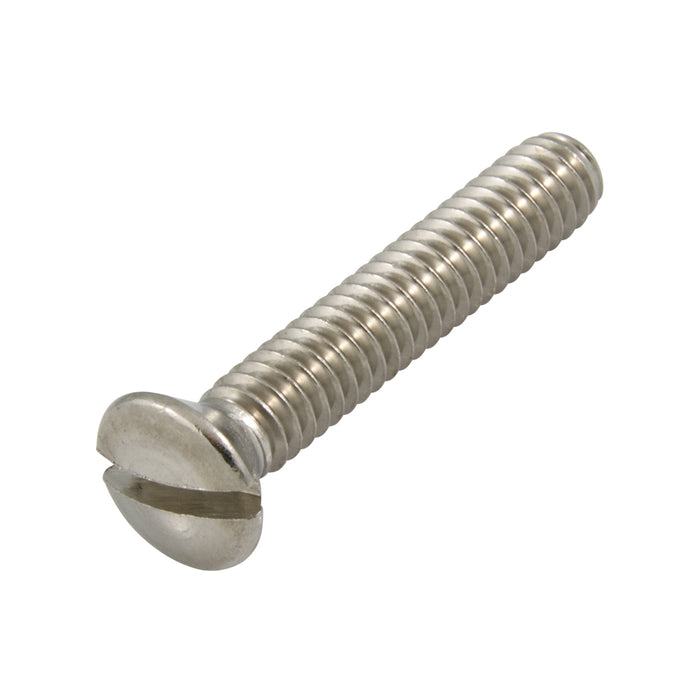 Machine Screw, Oval Head, Slotted Drive, M6 x 1.00 mm UNC x 50 mm Length, Stainless Steel by Spaenaur Inc.