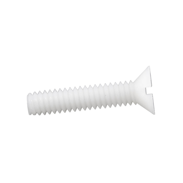 Machine Screw, Flat Slot Head #6-32 UNC x 1/2" Nylon 6/6 Natural