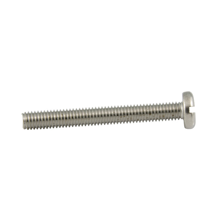 Machine Screw, Pan Head, Slotted Drive, M6 x 1.00 mm UNC x 60 mm Length, Stainless Steel