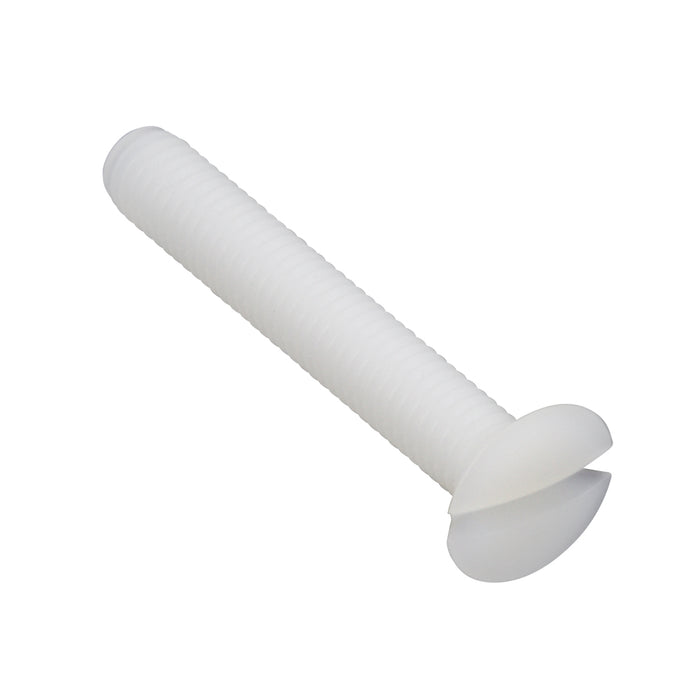 Machine Screw Slot Oval Head M10 x 1.50 Pitch x 30mm Nylon 6/6 Natural