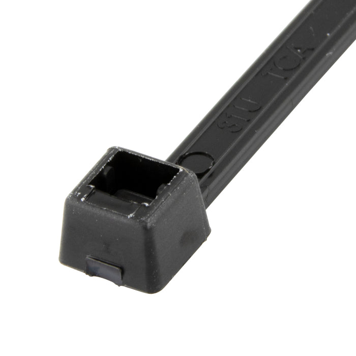Attache-câble - Standard, avec tête lisse 1/16"-1 3/4", 3/16" de largeur x 8 1/2" de longueur totale Nylon noir