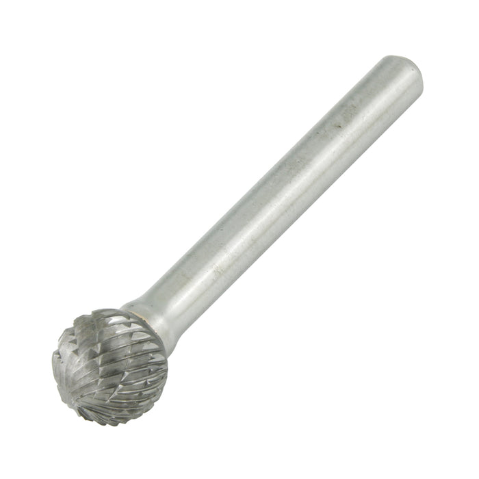 Carbide Burr, Double Cut Ball Shape 3/8" DIA x 5/16" LGTH x 1/4" Shank Hardened Steel Shank, Tungsten Carbide Tip by Spaenaur Inc.