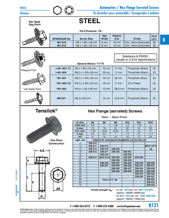 Metric Tapping Screw Hex Washer HD M6.3 x 20.0 mm LGTH Steel, Phosphate Coated