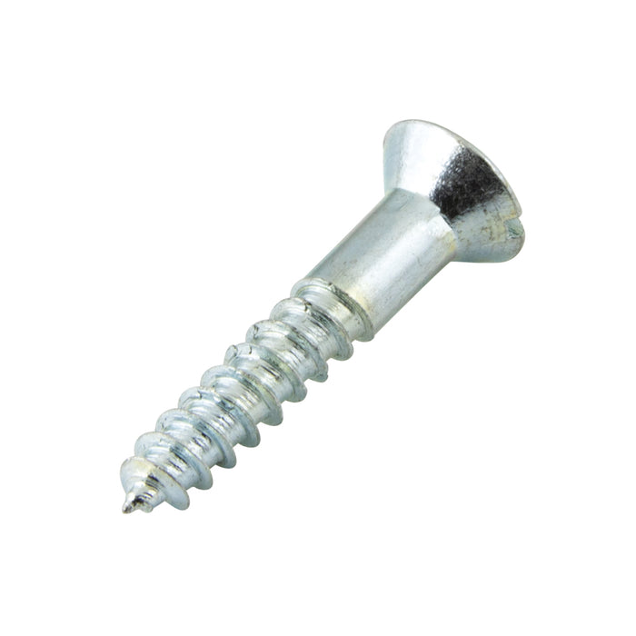 Wood Screw, Oval Head 90° ctsk., Slotted, #10 x 3/4" Length, Steel Zinc Plated, ASME/ANSI B18.6.1 by Spaenaur Inc.