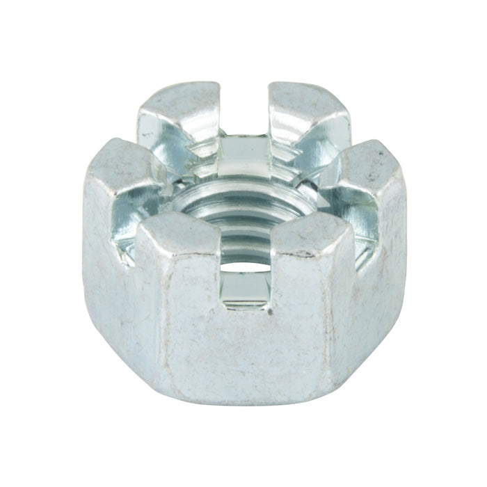 Écrou hexagonal à fente DIN 935 M10 x 1,50, classe 8, en acier zingué DIN 935/8-ZP M10, fabriqué par Spaenaur Inc.