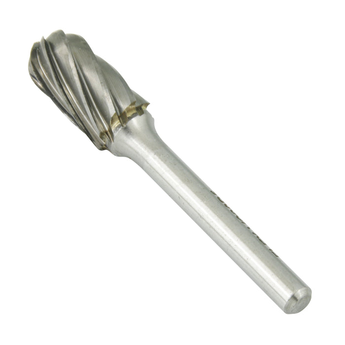 Carbide Burr, Aluminum Cut Ball Nose Cylinder Shape 1/2" DIA x 1" LGTH x 1/4" Shank