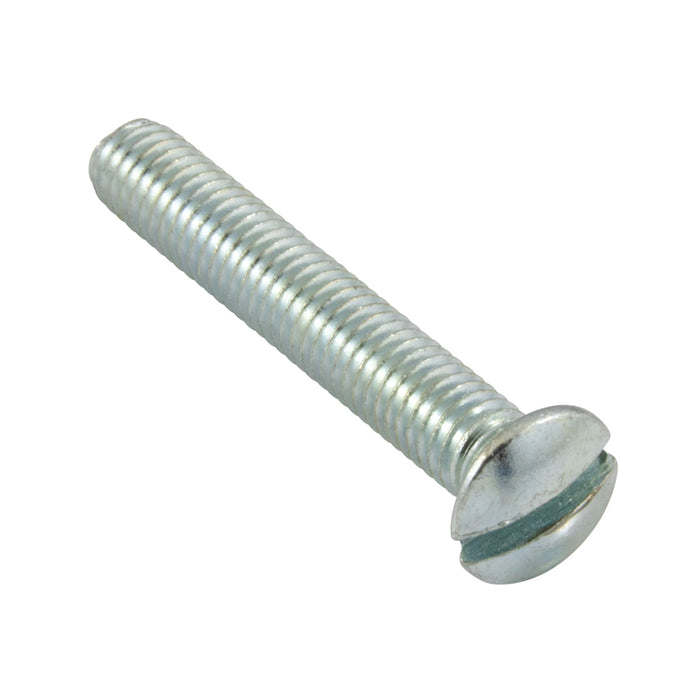 Machine Screw, Oval Head, Slotted Drive, M4 x 0.70 mm UNC x 8 mm Length, Steel Zinc Plated