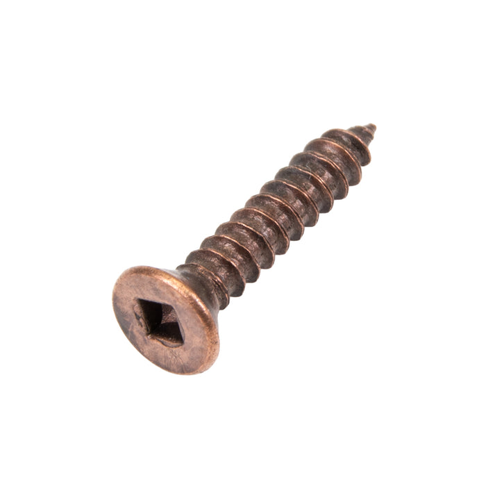 Wood Screw, Flat Head, Square Socket, #4 x 5/8" Length, Low Carbon Steel Bronze, ASME/ANSI B18.6.1 by Spaenaur Inc.
