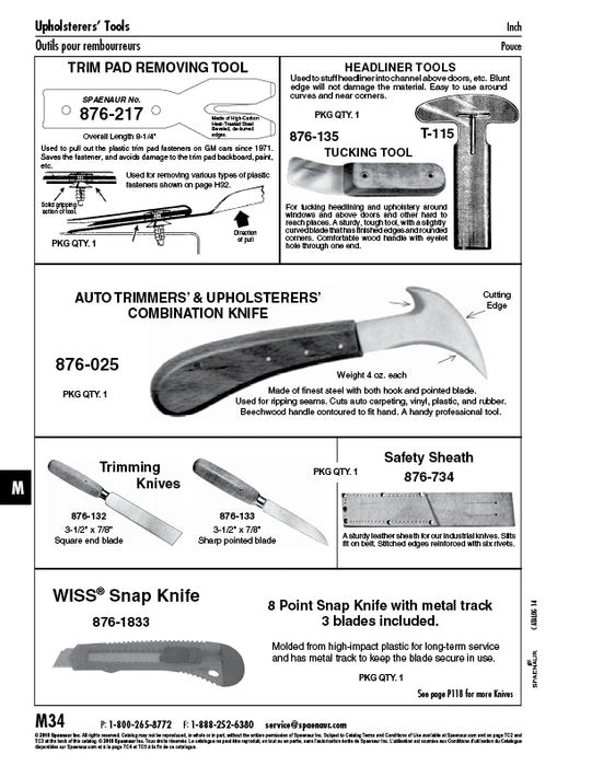 Sharp Point Knife 3-3/4" Blade LGTH x 3/4" Blade Wdth Steel Blade, White Hardwood Handle