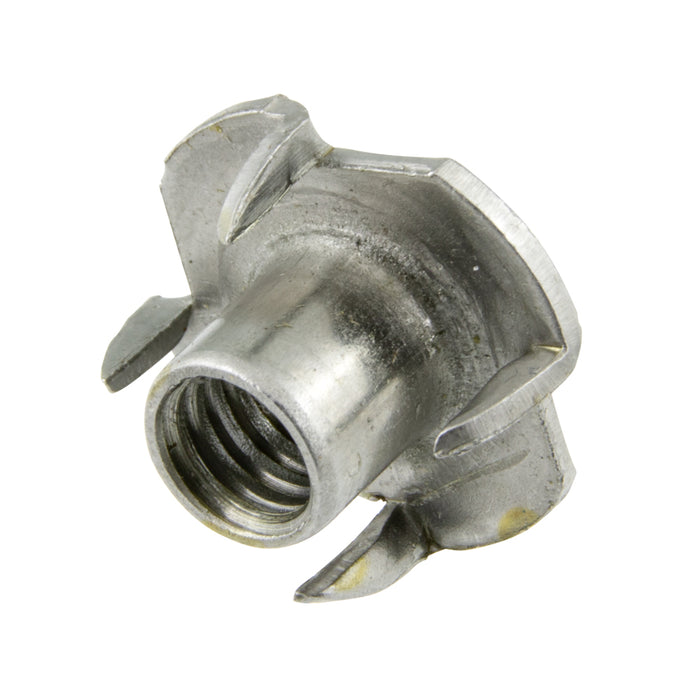 Écrou à embout, base ronde 7/8 po de diamètre avec 4 griffes courbées 5/16 po-18 UNC, cylindre 3/8 po de longueur x 0,391/0,386 po de diamètre, acier brut, fabriqué par Spaenaur Inc.