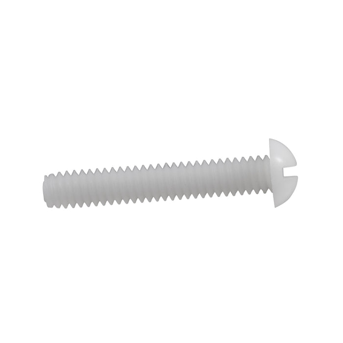 Machine Screw, Round Head, Slotted Drive, #10-24 UNC x 3/8" Length, Nylon Natural by Spaenaur Inc.