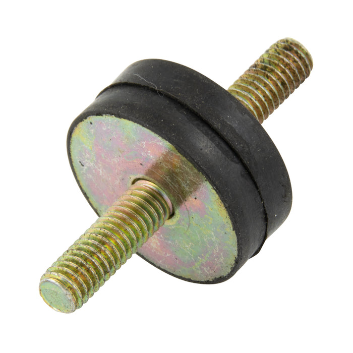 Support antivibration à double extrémité, diamètre extérieur 25 mm x hauteur 15 mm / filetage M6 x 18 mm, caoutchouc naturel vulcanisé, dureté 50-60 Duro, par Spaenaur Inc.