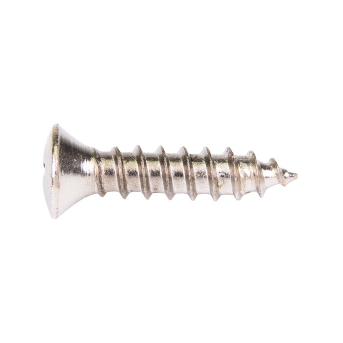 Tapping Screw, Oval With No.10 Head Phillips Drive, Type AB, #14 x 3/4" Length, Steel Nickel Plated