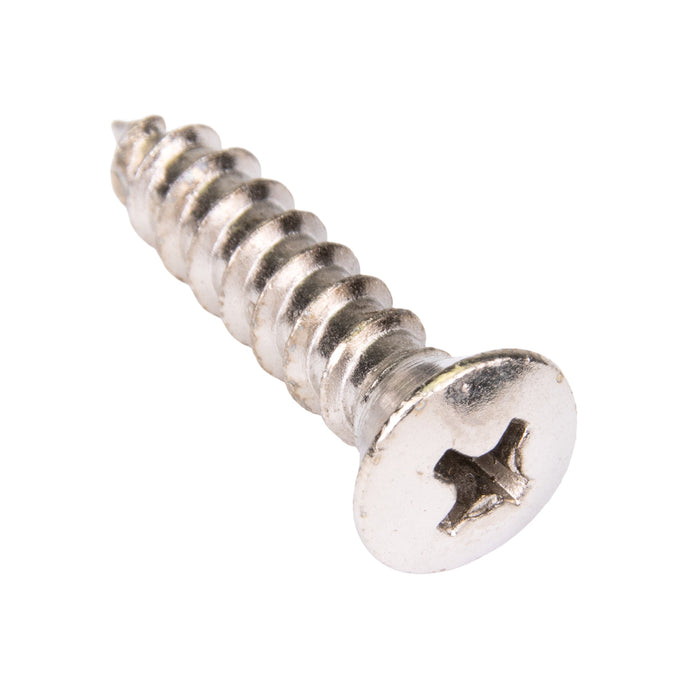 Tapping Screw, Oval With No.10 Head Phillips Drive, Type AB, #14 x 3/4" Length, Steel Nickel Plated