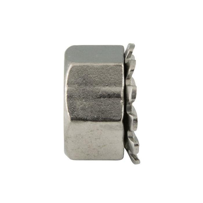 K-Lok Hex Nut W/External tooth Lockwasher 10-24 UNC x 3/8" AF x 5/32" O/A THK 18-8 Stainless Steel