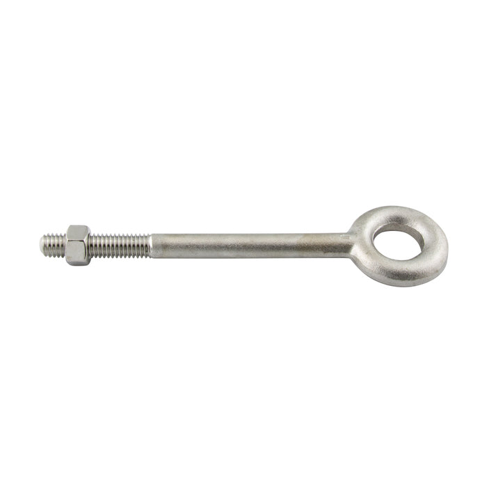 forged Eye Bolt Plain with Hex Nut 5/8"-11 UNC x 4" Shank (2-1/4" Thread LGTH), 1 3/8" Eye ID, 2-1/2" Eye OD, 304 Stainless Steel